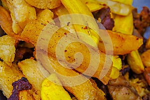 Close up of a fried yucca, ecuadorian food