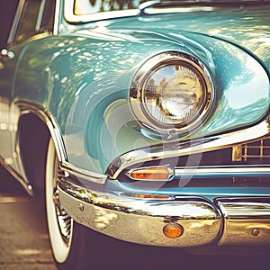 Close-Up of Front End of Classic Car
