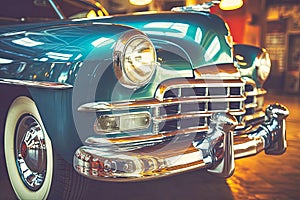 Close-Up of Front End of Classic Car