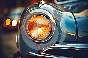 Close-Up of Front End of Classic Car