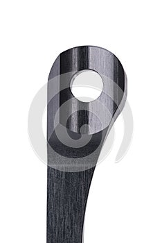 Close up, front site of a graphite bicycle road chain catcher