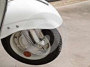 Close - up Front-wheel motorcycle.
