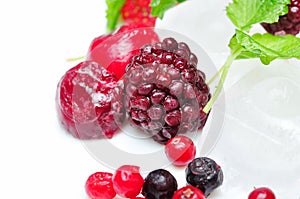 Close up of frozen mixed fruit