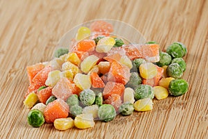 Close up of Frozen Mixed Vegetables with copy space