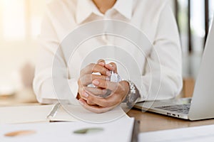 Close up frustrated hands business crumpling paper ball
