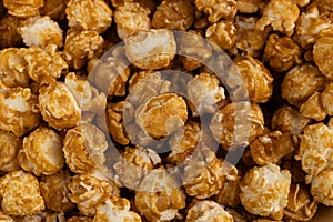 Close Up Full Frame Caramel Popcorn Texture Background