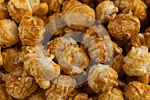 Close Up Full Frame Caramel Popcorn Texture Background