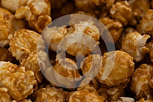 Close Up Full Frame Caramel Popcorn Texture Background