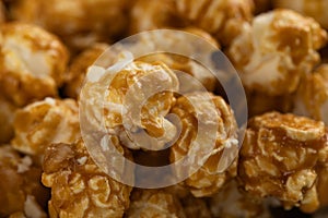 Close Up Full Frame Caramel Popcorn Texture Background