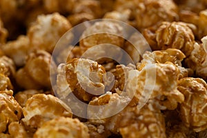 Close Up Full Frame Caramel Popcorn Texture Background