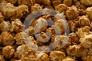 Close Up Full Frame Caramel Popcorn Texture Background