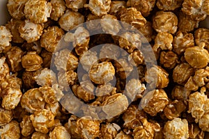 Close Up Full Frame Caramel Popcorn Texture Background
