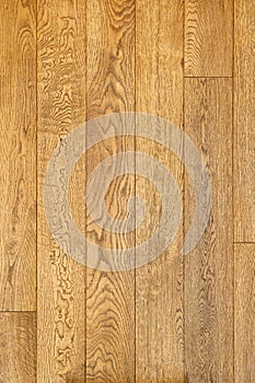 Close-up of engineered oak floorboards. Upright photo