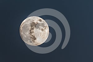 Close up of full moon; dark background