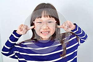 Funny portrait girl studio photo