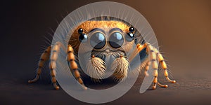 Close up funny little juming spider with four eyes AI generated illustration