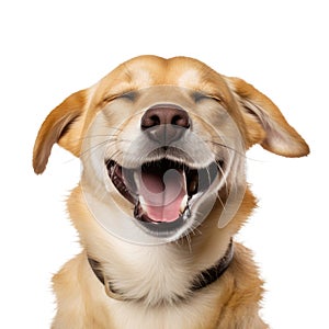 Close-up Funny Smiling Dog Portrait Isolated