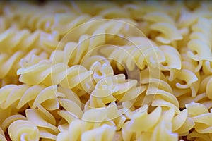 Close-up of fusilli pasta with out of focus background