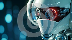 Close up futuristic robotic eye precision engineering and surveillance technology