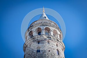 Close-Up of Galata Tower in Istanbul, Turkey