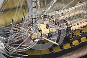 Close up of a galleon - model miniature reproduction