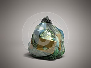 Close up of a garbage bag 3d render on darck background