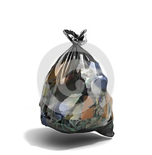 close up of a garbage bag 3d render on white background with clipping path