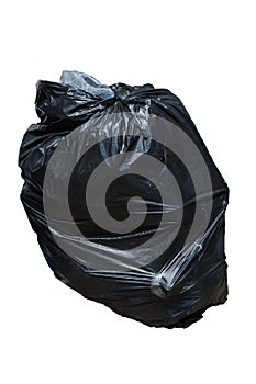 Close up of a garbage bag on white