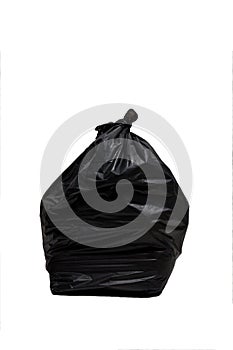 Close up of a garbage bag on white background