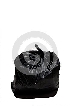 Close up of a garbage bag on white background