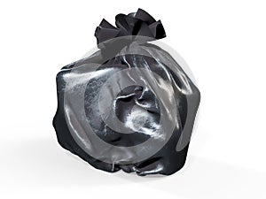 Close up of a garbage bags stack 3d render on white background no shadow