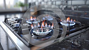 Close Up of Gas Stove Flames