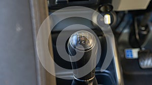Close up of the gear lever on modern cars
