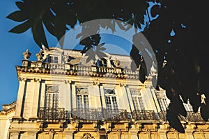 Close up of Gemini houses facade - casas gemelas - at the colonial city of Merida, Yucatan, Mexico