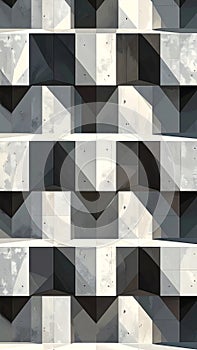 Abstract Geometric Pattern Gray Scale 3D.