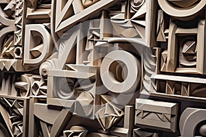 close-up of geometric typeface, with each letterform and shape visible photo