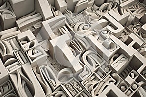 close-up of geometric typeface, with each letterform and shape visible photo