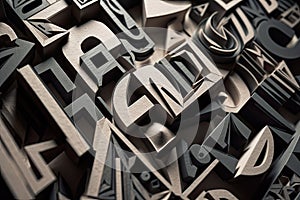 close-up of geometric typeface, with each letterform and shape visible photo