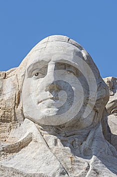 Close up of George Washington on Mount Rushmore