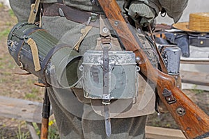 Close up of German military ammunition of a German soldier At World War II