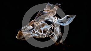 Close Up of Giraffe Against Black Background