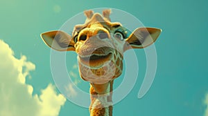 Close Up of a Giraffe Against the Sky