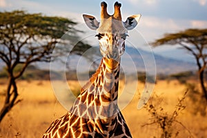 Close up of a Giraffe in the Moremi Game Reserve Okavango River Delta, National Park, Botswana, Giraffe in Serengeti National Park