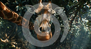 Close Up of Giraffes Head and Neck