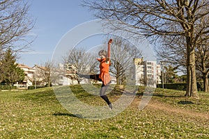 Close-up of girl holding crystal ball. Photo outside.