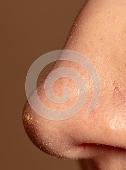 Close-up of a girl& x27;s nose. Macro