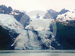 Close-up of glacers in Alaska from cruise ship