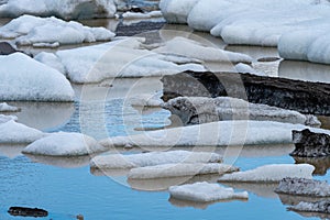 Close up of glacier melting ice at Svinafellsjokull glacier in Iceland.