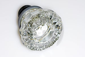 Close up of a glass doorknob