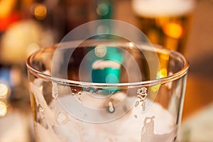 Close-up of a glass of lager beer